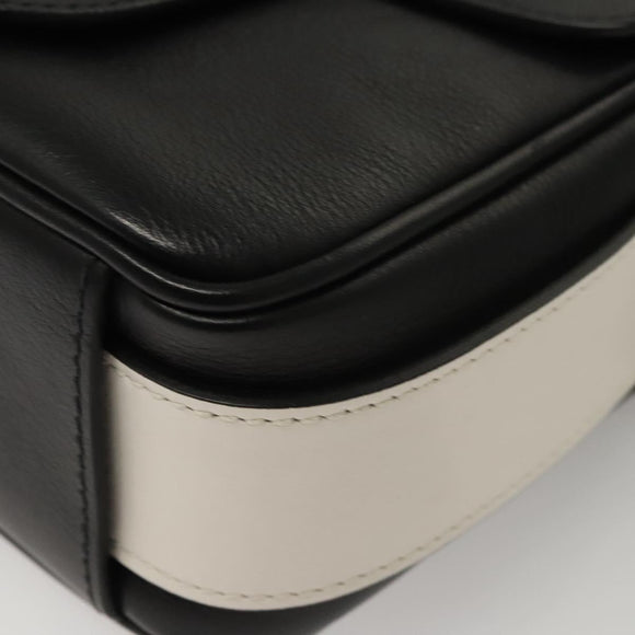 PRADA Shoulder Bag Leather Black White Auth 117019V