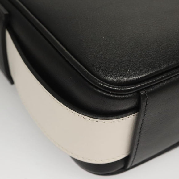 PRADA Shoulder Bag Leather Black White Auth 117019V
