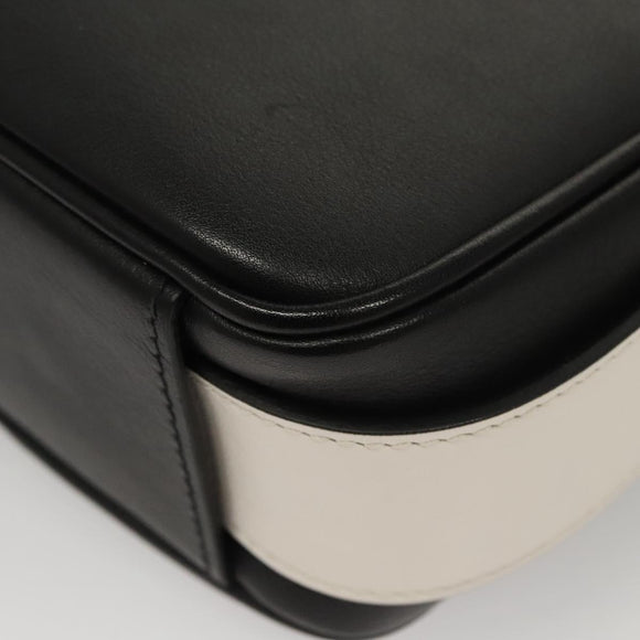 PRADA Shoulder Bag Leather Black White Auth 117019V