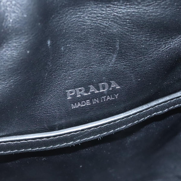 PRADA Shoulder Bag Leather Black White Auth 117019V