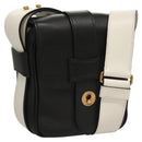 PRADA Shoulder Bag Leather Black White Auth 117019V-1