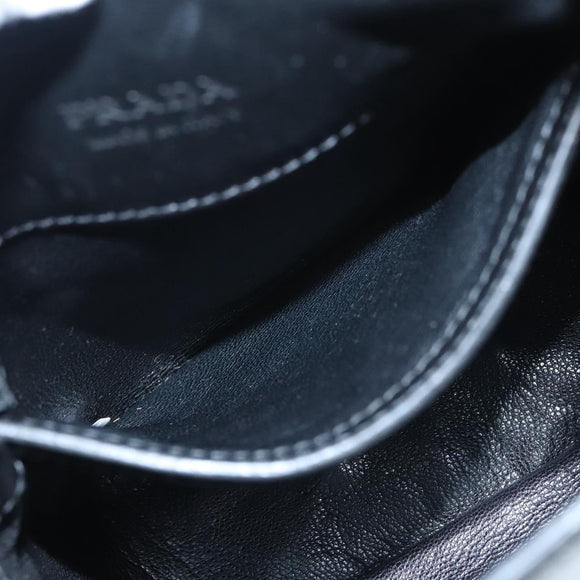 PRADA Shoulder Bag Leather Black White Auth 117019V