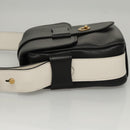 PRADA Shoulder Bag Leather Black White Auth 117019V-4