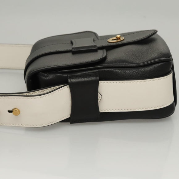 PRADA Shoulder Bag Leather Black White Auth 117019V
