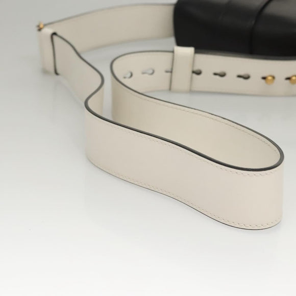 PRADA Shoulder Bag Leather Black White Auth 117019V