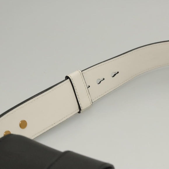 PRADA Shoulder Bag Leather Black White Auth 117019V