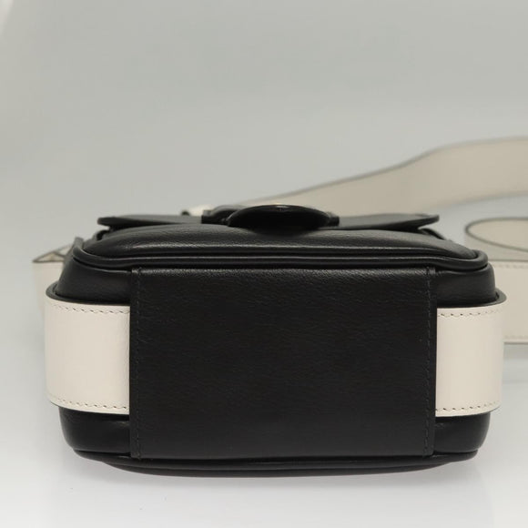 PRADA Shoulder Bag Leather Black White Auth 117019V
