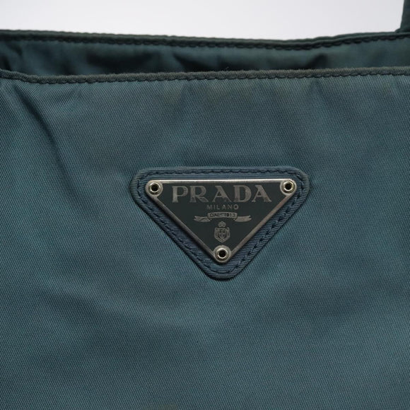 PRADA Hand Bag Nylon Blue Silver Auth 117028