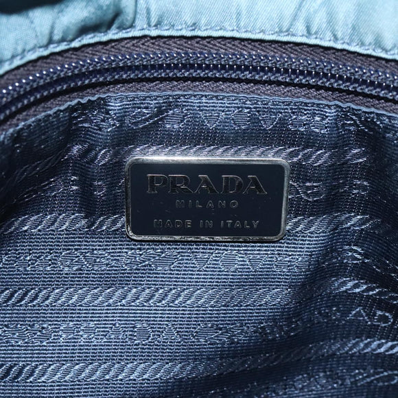 PRADA Hand Bag Nylon Blue Silver Auth 117028