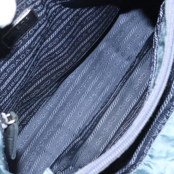 PRADA Hand Bag Nylon Blue Silver Auth 117028