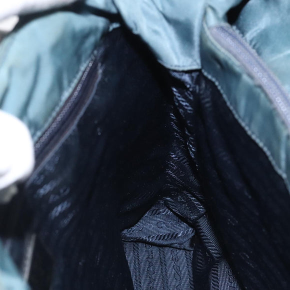 PRADA Hand Bag Nylon Blue Silver Auth 117028