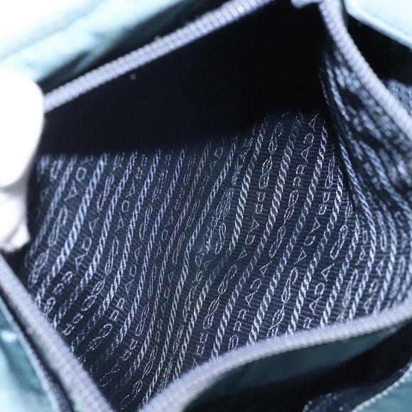 PRADA Hand Bag Nylon Blue Silver Auth 117028