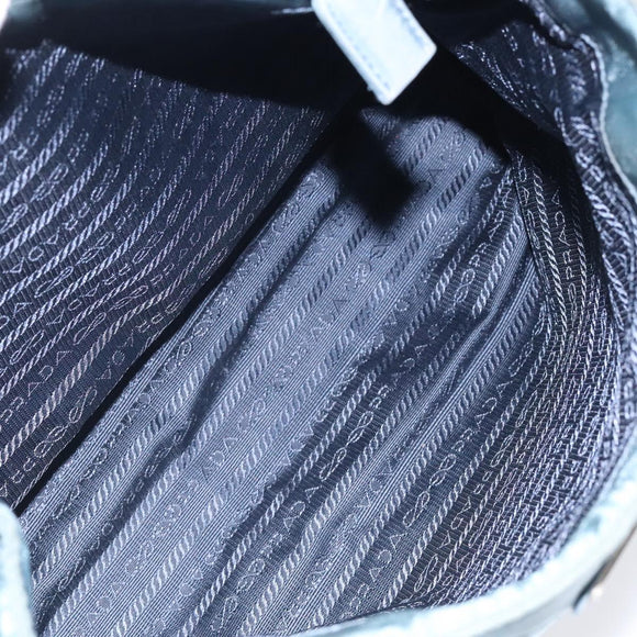 PRADA Hand Bag Nylon Blue Silver Auth 117028