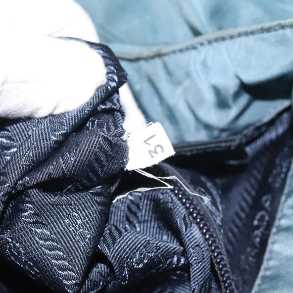 PRADA Hand Bag Nylon Blue Silver Auth 117028