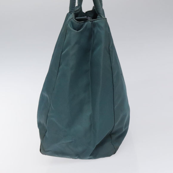 PRADA Hand Bag Nylon Blue Silver Auth 117028
