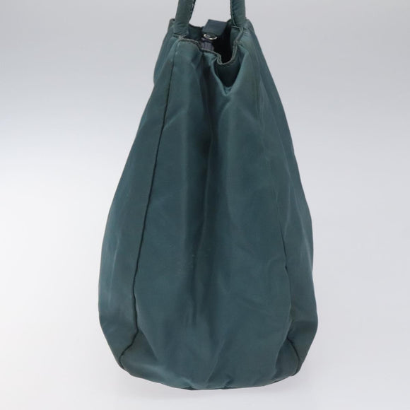 PRADA Hand Bag Nylon Blue Silver Auth 117028