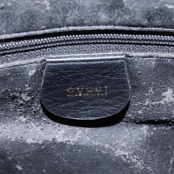 GUCCI Bamboo Hand Bag Leather 2way Black Gold 001 1781 1577 0 Auth 117029