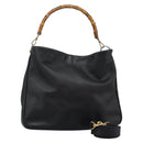 GUCCI Bamboo Hand Bag Leather 2way Black Gold 001 1781 1577 0 Auth 117029-1