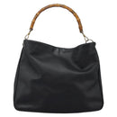 GUCCI Bamboo Hand Bag Leather 2way Black Gold 001 1781 1577 0 Auth 117029-13