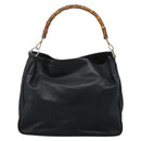 GUCCI Bamboo Hand Bag Leather 2way Black Gold 001 1781 1577 0 Auth 117029-2