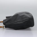 GUCCI Bamboo Hand Bag Leather 2way Black Gold 001 1781 1577 0 Auth 117029-3