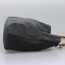 GUCCI Bamboo Hand Bag Leather 2way Black Gold 001 1781 1577 0 Auth 117029-4