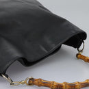 GUCCI Bamboo Hand Bag Leather 2way Black Gold 001 1781 1577 0 Auth 117029-6