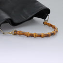 GUCCI Bamboo Hand Bag Leather 2way Black Gold 001 1781 1577 0 Auth 117029-7