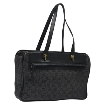 GUCCI GG Canvas Shoulder Bag Black Gold 92730 Auth 117062