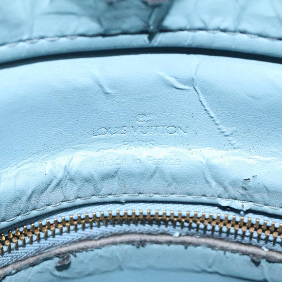 LOUIS VUITTON Monogram Vernis Houston Hand Bag Baby Blue M91005 LV Auth 117101