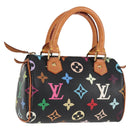 LOUIS VUITTON Monogram Multicolor Mini Speedy Bag Black M92644 LV Auth 117107AM-1