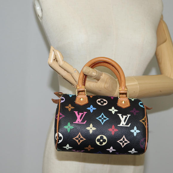 LOUIS VUITTON Monogram Multicolor Mini Speedy Bag Black M92644 LV Auth 117107AM