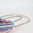 CHANEL Chain Shoulder Bag Canvas White Multicolor CC Auth 117109AM-15