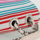 CHANEL Chain Shoulder Bag Canvas White Multicolor CC Auth 117109AM-9