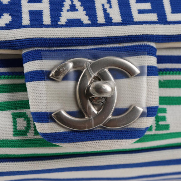 CHANEL Chain Shoulder Bag Canvas White Multicolor CC Auth 117109AM