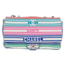 CHANEL Chain Shoulder Bag Canvas White Multicolor CC Auth 117109AM-13