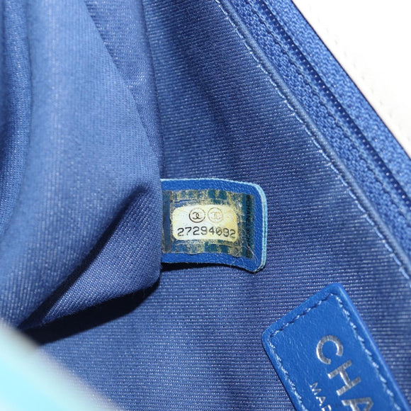 CHANEL Chain Shoulder Bag Canvas White Multicolor CC Auth 117109AM