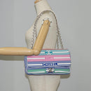 CHANEL Chain Shoulder Bag Canvas White Multicolor CC Auth 117109AM-32