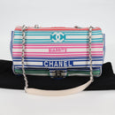 CHANEL Chain Shoulder Bag Canvas White Multicolor CC Auth 117109AM-12