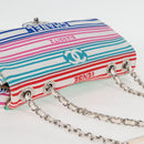 CHANEL Chain Shoulder Bag Canvas White Multicolor CC Auth 117109AM-6