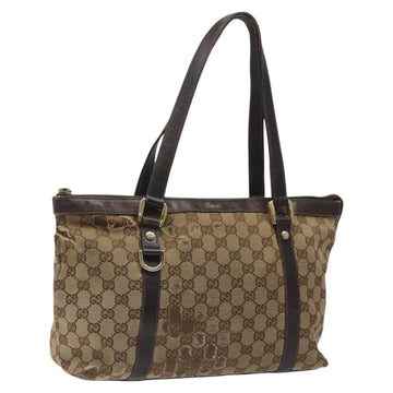 GUCCI GG Canvas Tote Bag Beige Gold 141470 Auth 117117
