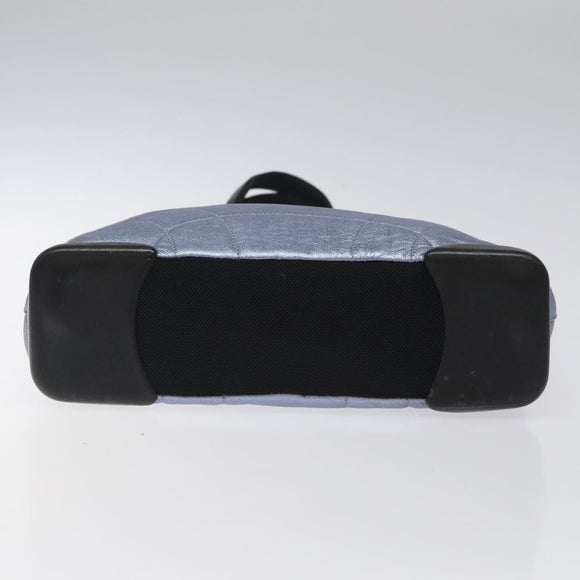 PRADA Shoulder Bag Leather Blue Silver Auth 117118