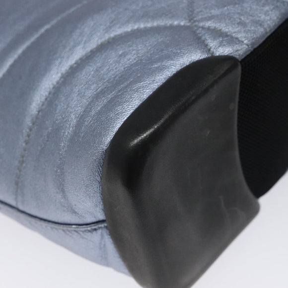 PRADA Shoulder Bag Leather Blue Silver Auth 117118