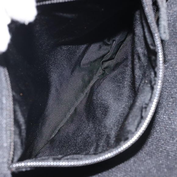 PRADA Shoulder Bag Leather Blue Silver Auth 117118