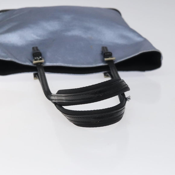 PRADA Shoulder Bag Leather Blue Silver Auth 117118
