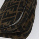 FENDI Zucca Canvas Pouch Black Brown Auth 117119-16