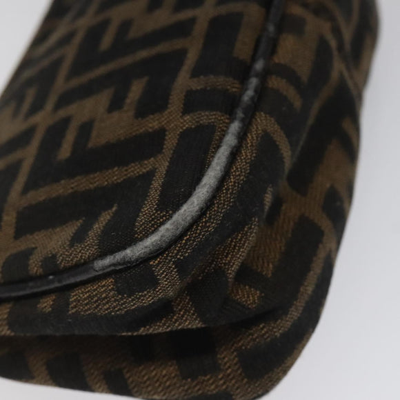 FENDI Zucca Canvas Pouch Black Brown Auth 117119