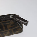 FENDI Zucca Canvas Pouch Black Brown Auth 117119-8