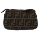 FENDI Zucca Canvas Pouch Black Brown Auth 117119-2