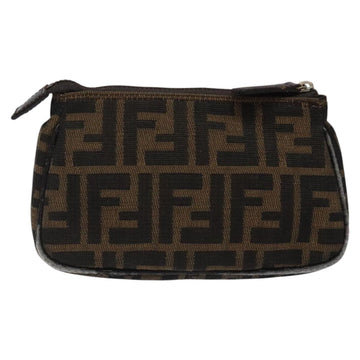 FENDI Zucca Canvas Pouch Black Brown Auth 117119 - 0